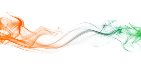 orange green smoke curve isolated on white or transparent png