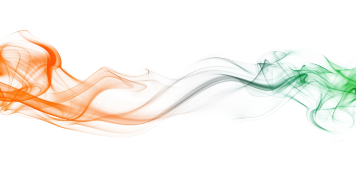 orange green smoke curve isolated on white or transparent png