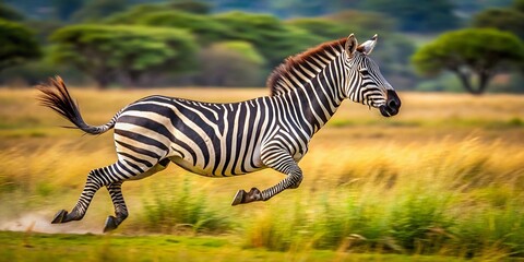 Zebra running in the jungle