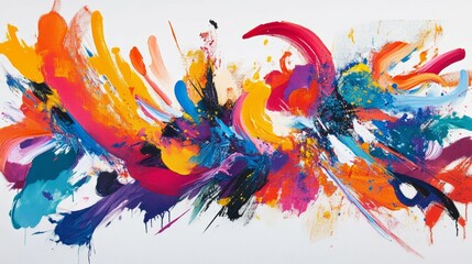 Obraz premium Abstract colorful art. Vibrant abstract painting with dynamic brushstrokes and a lively color palette.