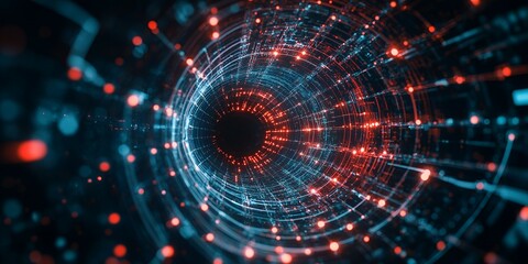 Fototapeta premium Abstract tunnel with red and blue lights