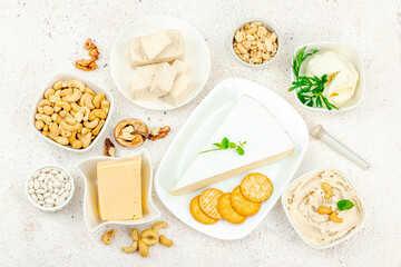 Homemade vegan cashew cheese. Raw healthy sauce in a bowl, lactose free food. Bio organic product