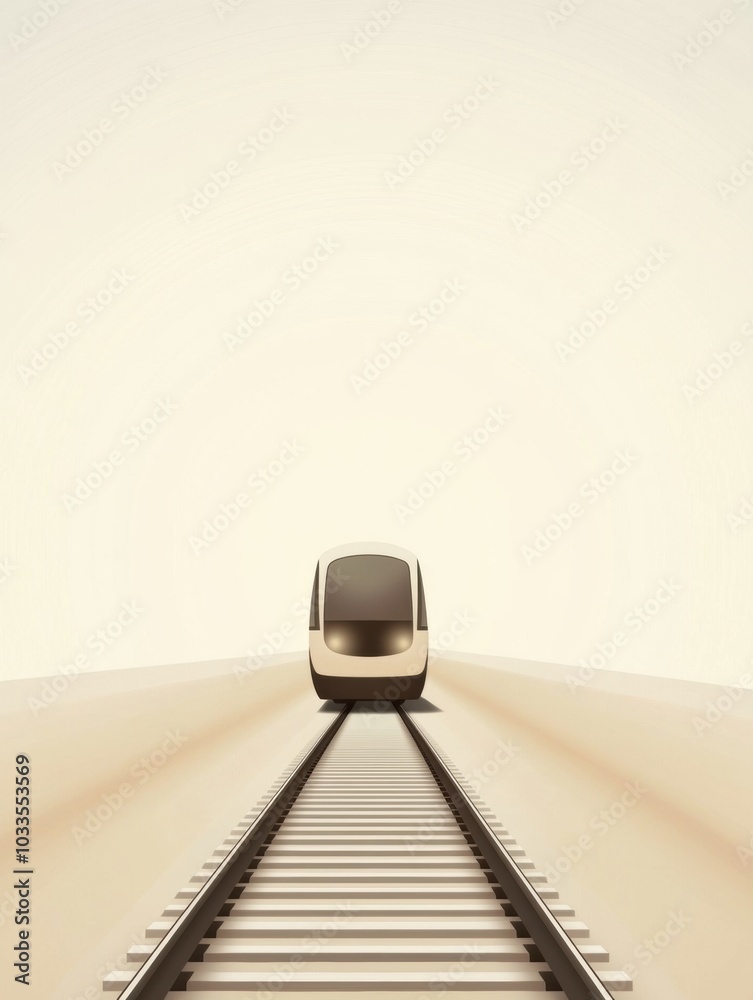 Aufkleber a sleek train icon glides effortlessly along smooth tracks in a tranquil setting, illustrating moder