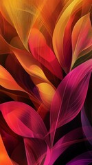 Abstract floral design. Red, orange, and yellow abstract floral design with delicate lines, symbolizing growth and change.