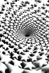 Fototapeta premium Spiral of white stars on a black background