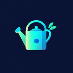 Fototapeta premium Water can icon. Colorful watering can icon with leaf, representing growth, nurture, and care.
