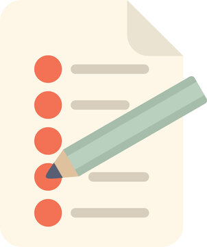 This vector illustration shows a pencil filling out a checklist on a sheet of paper