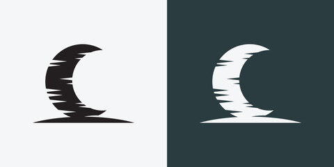 Moon logo design template. Crescent moon logo.