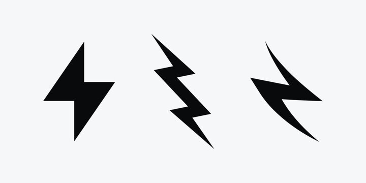 Set of Thunder logo design vector template. Thunder Electric Ligthning Bolt Logo.