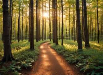 Obraz premium An image of a dense forest at dawn