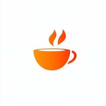 recommend clip art: Hot beverage icon. Orange coffee cup with steam. Perfect for branding, menus, and cafe designs.