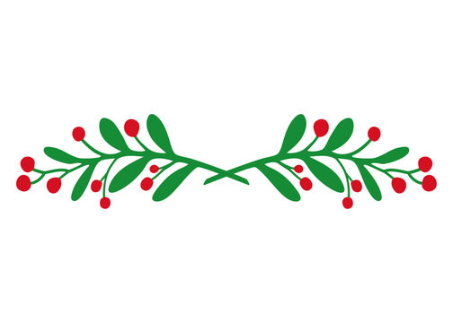 Decoraci&oacute;n navide&ntilde;a. Borde de adorno. Marco con ramas con hojas y bayas de mu&eacute;rdago o acebo para tarjetas y felicitaciones de Navidad
