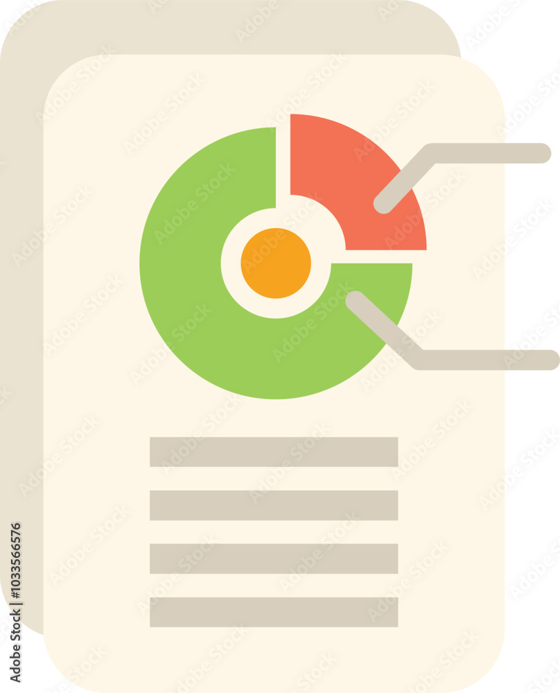 Poster icon of a document showing data analysis with a pie chart