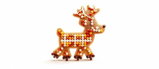 Stunning handcrafted deer figurine adorned with an intricate mosaic of colorful beads patterns and textures creating a vibrant and eye catching decorative piece perfect for seasonal displays and