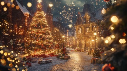 Naklejka premium Festive Scene Depicting Holiday Celebrations Christmas