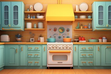 Kitchen appliance furniture microwave.