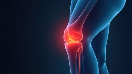 Knee joint pain with highlighted inflammation, medical concept.