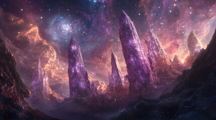 Crystalline Mountains Against a Starry Sky