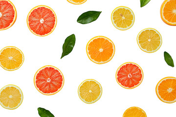 Obraz premium Sliced ​​citrus fruits isolated on white background. 