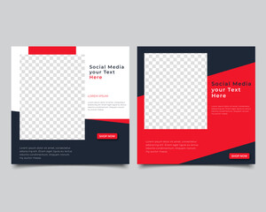 Set of Editable minimal square banner template. suitable for social media post and web internet ads. Vector illustration with photo design