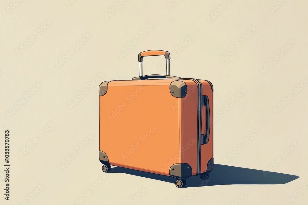 Fototapete the illustration features a vibrant suitcase with a handle and wheels, emphasizing simplicity and tr