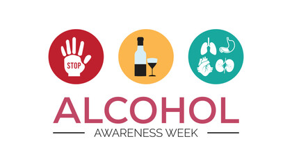 Alcohol Awareness Week is observed every year on November. Medical Healthcare Awareness concept. background, placard, banner template Vector illustration design.