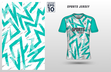 T-shirt sport jersey design template with abstract grunge halftone pattern background. Sport uniform in front view. Shirt mock up for sport club. Vector Illustration