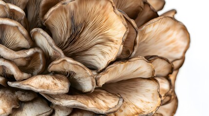 bunch of Maitake mushroom on white background.