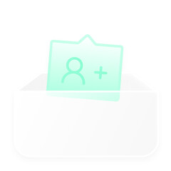 green contact adding icon on white square button