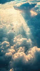 Dramatic Parachutist Soaring Through Cloudy Sky
