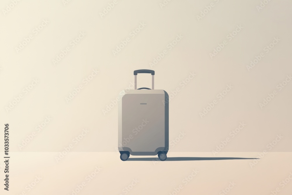 Aufkleber A clean, minimalist illustration features a suitcase with a handle, artistically rendered with sharp lines and a neutral backdrop. Generative AI