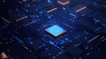 Blue chip computer hardware in technology futuristics concept video footage.