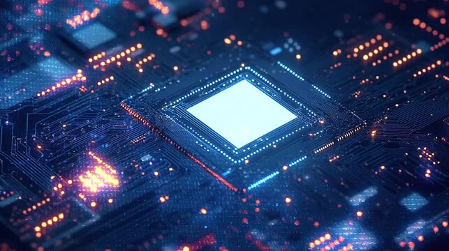 Blue chip computer hardware in technology futuristics concept video footage.