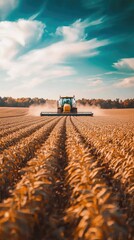 Fototapeta premium Harvesting Soybeans with Modern Machinery
