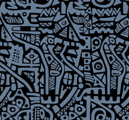A hand-drawn drawing in the Mexican style.Seamless pattern.