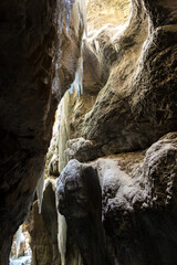 Partnachklamm or Partnach gorge in wintertime