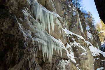 Partnachklamm or Partnach gorge in wintertime