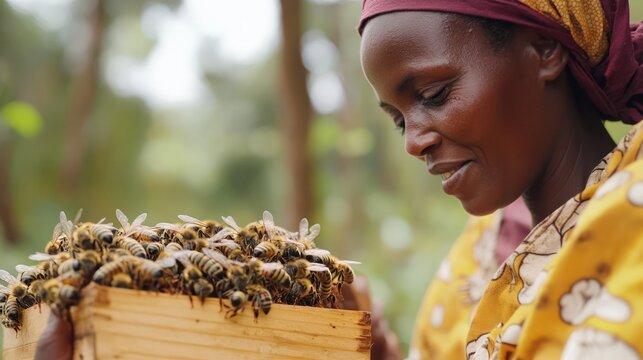 Beekeepers in Africa manage apiaries to research the genetic diversity of bees and their role in maintaining healthy ecosystems.