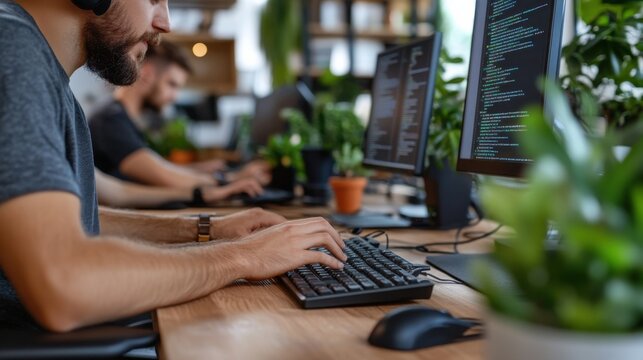 It professionals solving complex issues in a modern office environment