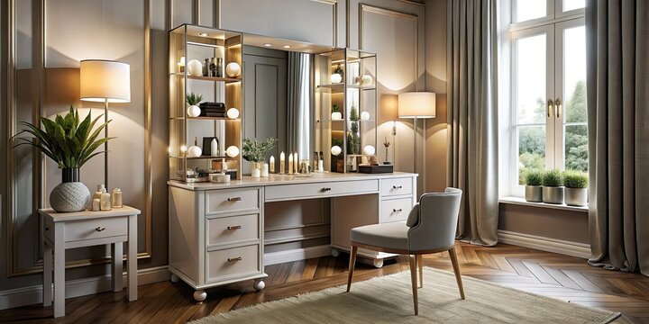 Transform your bedroom with elegant makeup furniture, including stylish vanities and clever storage solutions, perfect for beauty lovers seeking chic home decor elements.