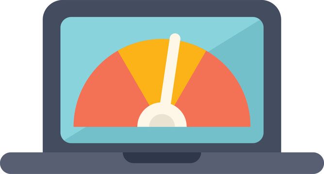 Laptop is displaying a speedometer, indicating the measurement of performance and speed