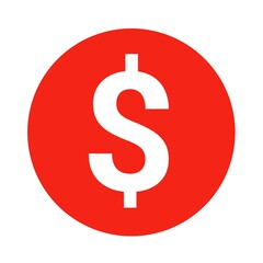 Red american dollar payment symbol flat icon for apps and websites