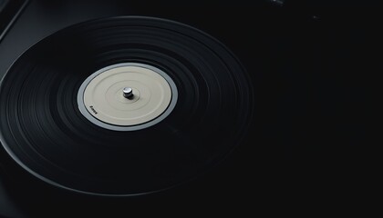 Classic Vinyl Record on Dark Background
