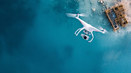 Obraz premium Investigative Journalist Flying Over Island Landscape