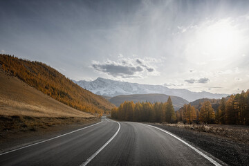 country road in autumn mountain landscape