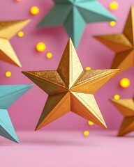 Colorful geometric stars on a vibrant background