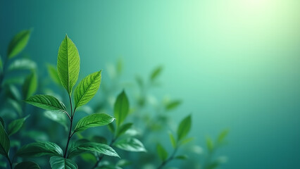 Fototapeta premium Elegant teal and green leaves evoke tranquility and growth in corporate design