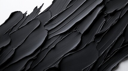 Obraz premium Close-up black watercolor square on white canvas, rough brushstrokes and organic texture, minimal abstract design