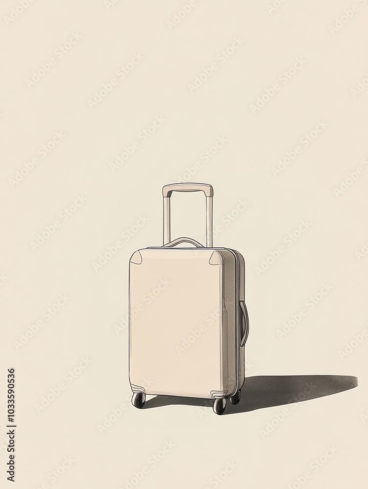 Poster This illustration features a sleek suitcase with clean lines, showcasing its handle and wheels, evoking a sense of modern travel. Generative AI