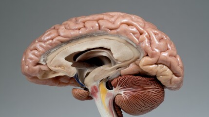 Detailed anatomical cross section of the human brain for educational purposes